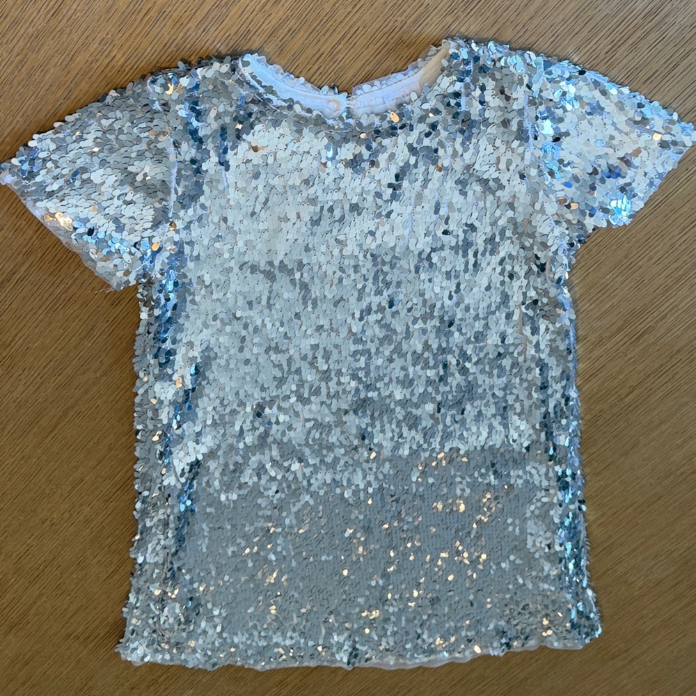 Zara Kids Silver Sequin Short Sleeve Dress - Picture 5 of 5